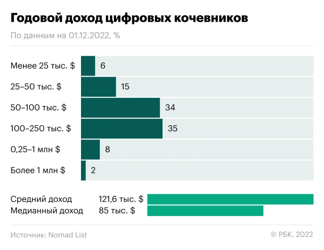 Статистика по доходу цифровых кочевников